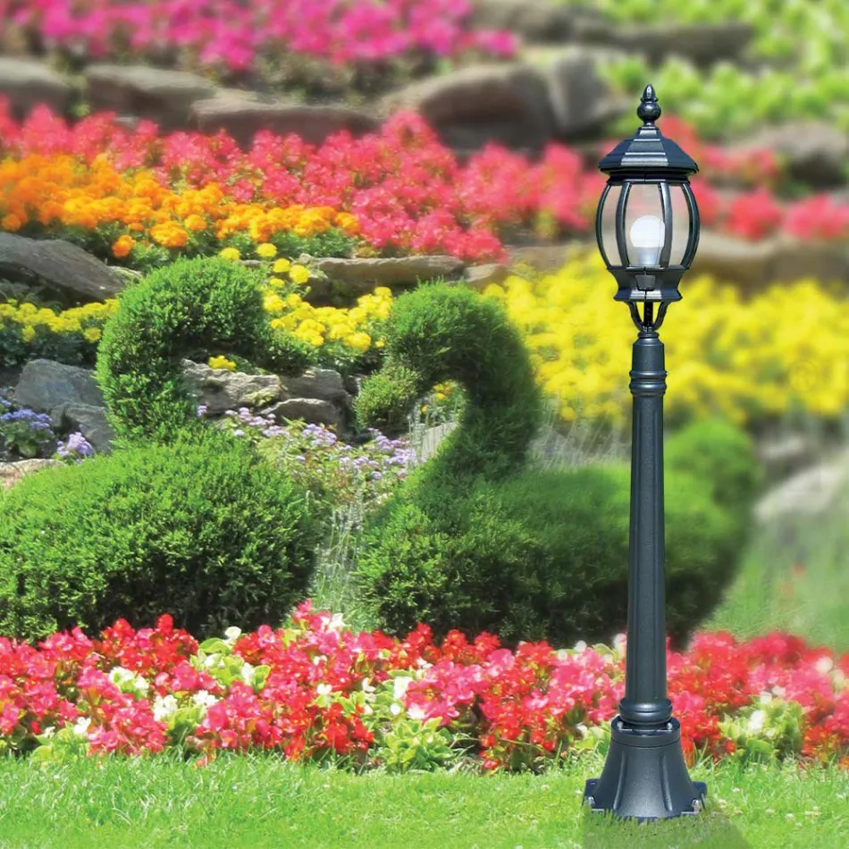 Niska lampa zewnętrzna z antracytowego aluminium Made in Italy - Impero Viadurini