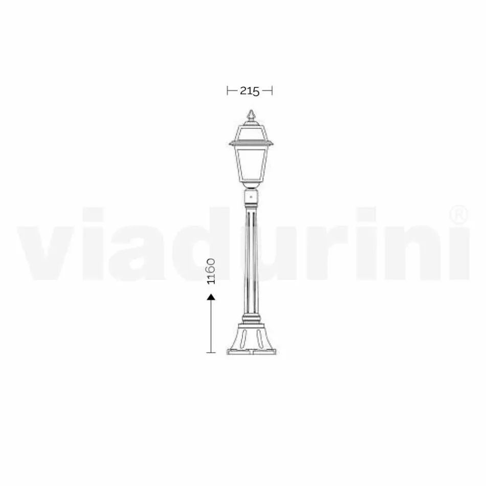 Niskie oświetlenie uliczne na zewnątrz w aluminium produkowane we Włoszech, Kristel Viadurini