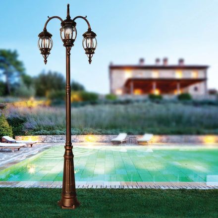 Lampa zewnętrzna 3 światła w aluminiowym stylu vintage Made in Italy - Leona Viadurini