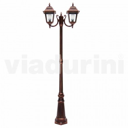 Dwukrotna aluminiowa lampa uliczna wyprodukowana we Włoszech, Aquilina Viadurini