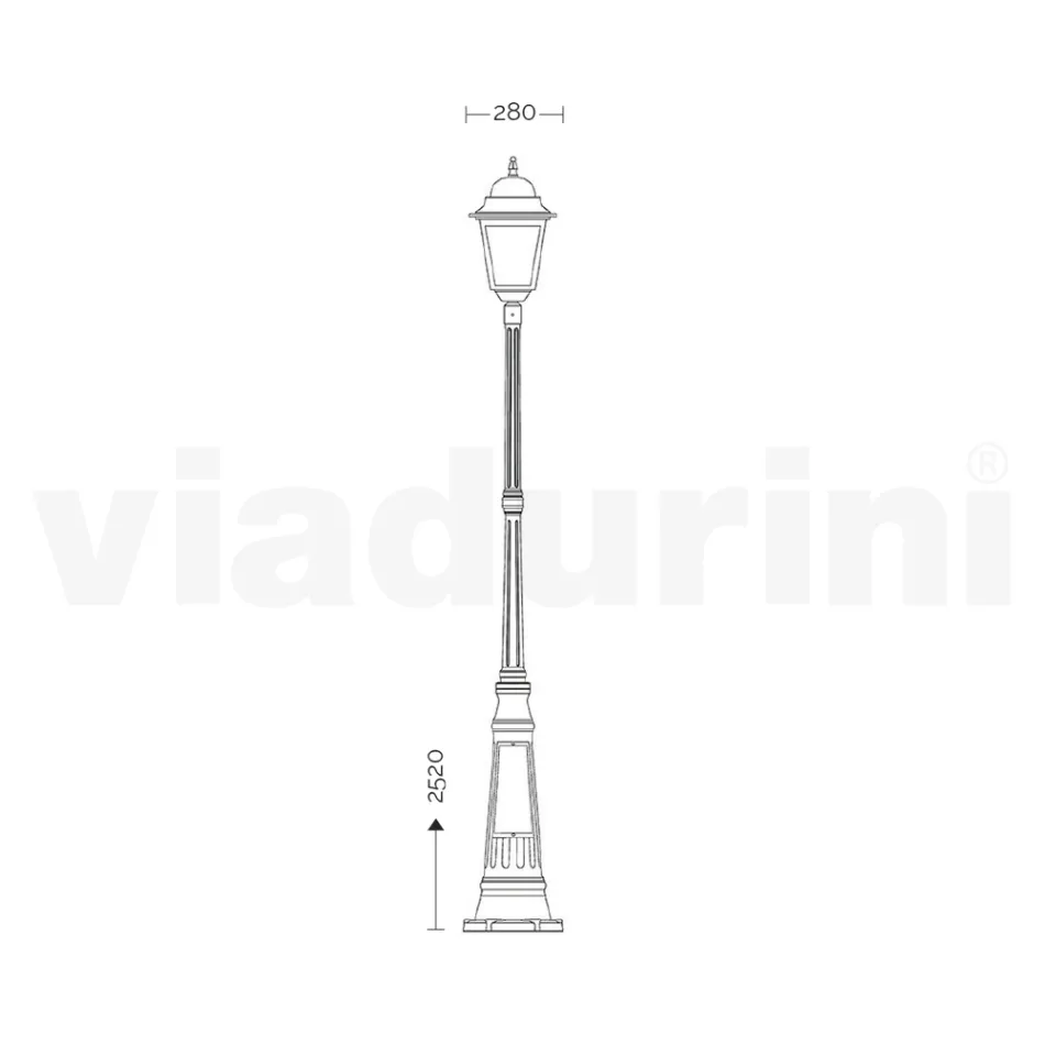 Lampa zewnętrzna o wysokości 252 cm ze szkła i odlewanego ciśnieniowo aluminium - Alchemist Viadurini