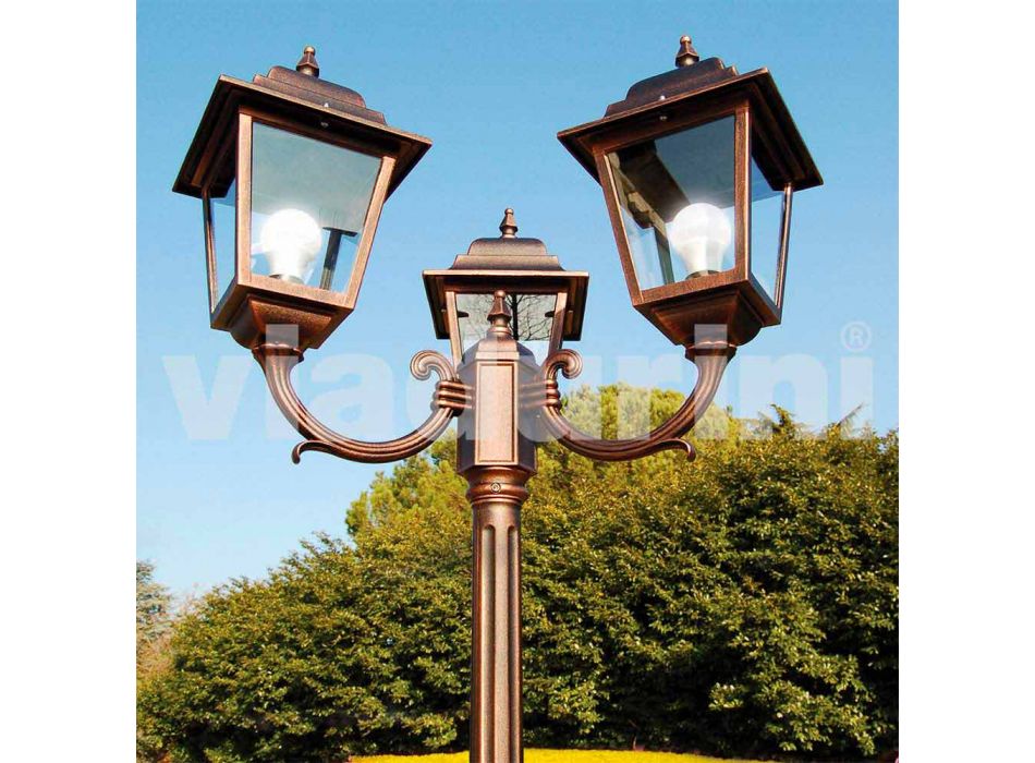 Klasyczna trzy-świetlna lampa zewnętrzna wykonana we Włoszech, Aquilina Viadurini