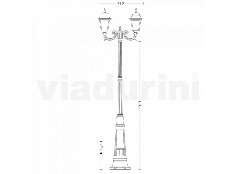 Klasyczna zewnętrzna aluminiowa lampa uliczna wyprodukowana we Włoszech, Aquilina Viadurini