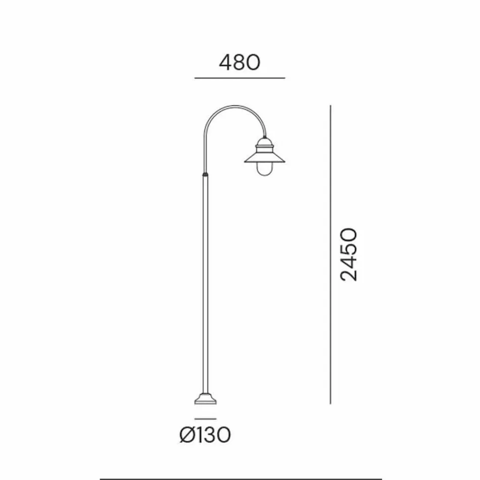 Lampa ogrodowa z wysokim lub niskim łukiem z mosiądzu i miedzi - Edge autorstwa Il Fanale Viadurini