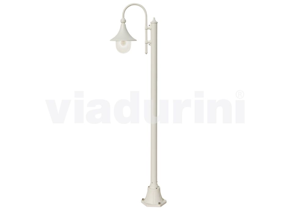 Biała aluminiowa lampa ogrodowa z 1 źródłem światła, wyprodukowana we Włoszech, w Anusca Viadurini