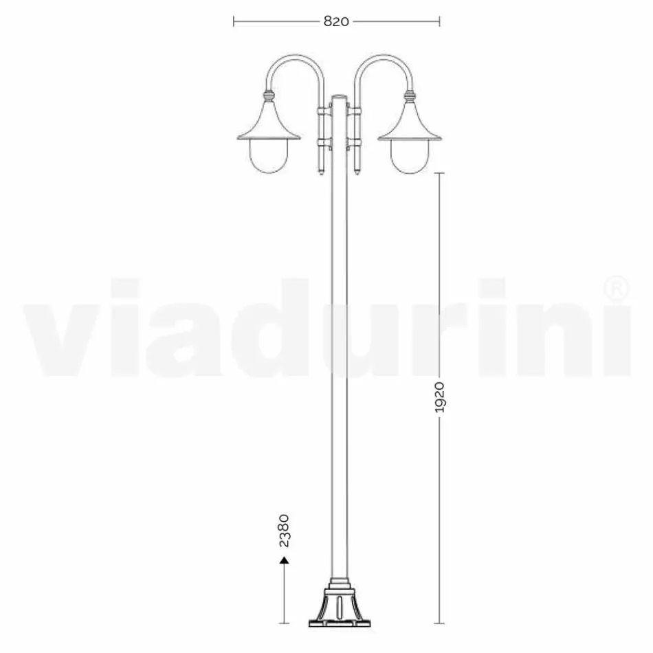 Lampa ogrodowa z białego odlewanego aluminium wykonana z Włoch, Anusca Viadurini