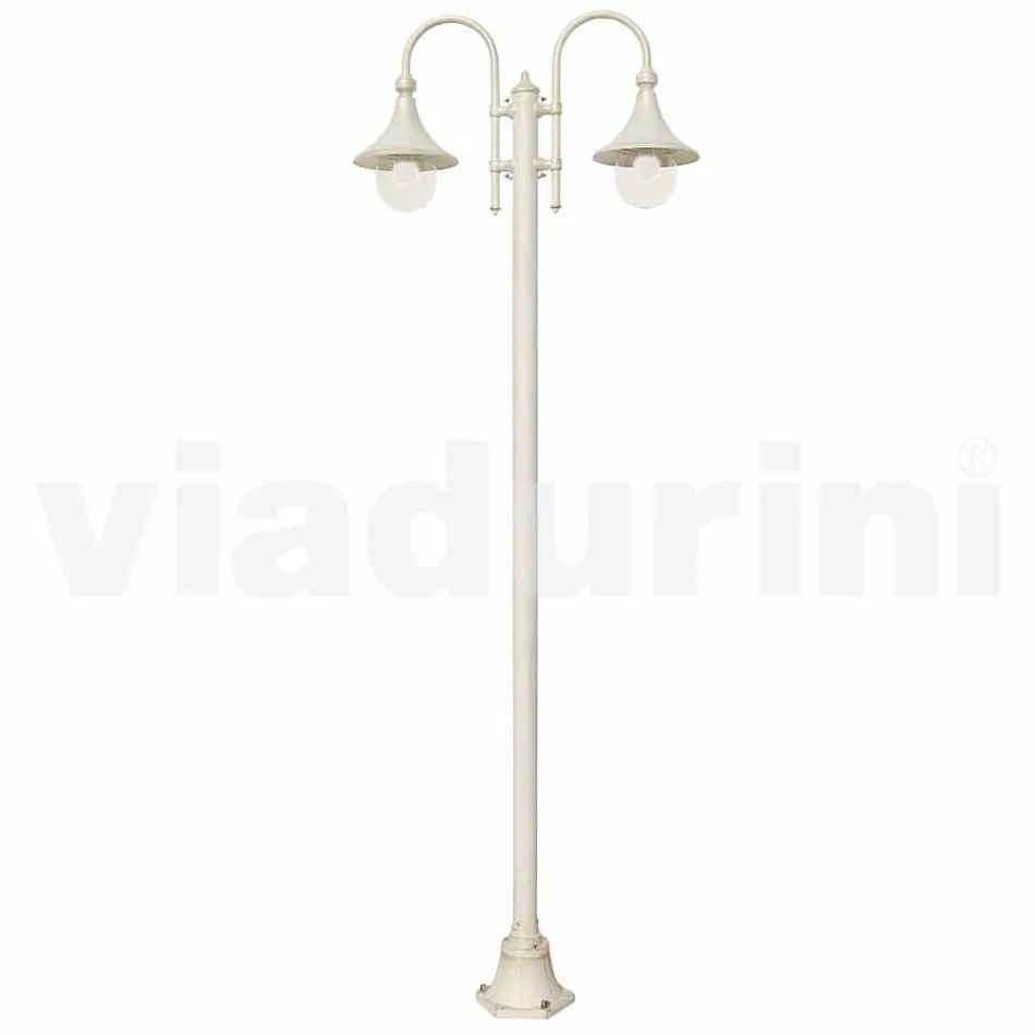 Lampa ogrodowa z białego odlewanego aluminium wykonana z Włoch, Anusca Viadurini