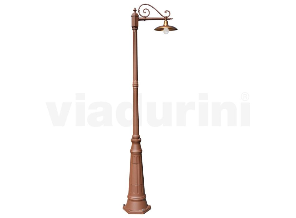 Zabytkowa lampa ogrodowa z aluminium i mosiądzu Made in Italy - Adela Viadurini