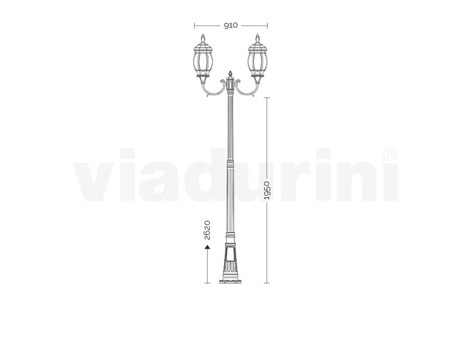 Lampa ogrodowa 2 światła w aluminiowym stylu vintage Made in Italy - Leona Viadurini