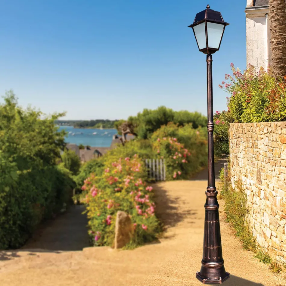 Lampa ogrodowa w stylu vintage z aluminium i szkła Made in Italy - Dorota Viadurini