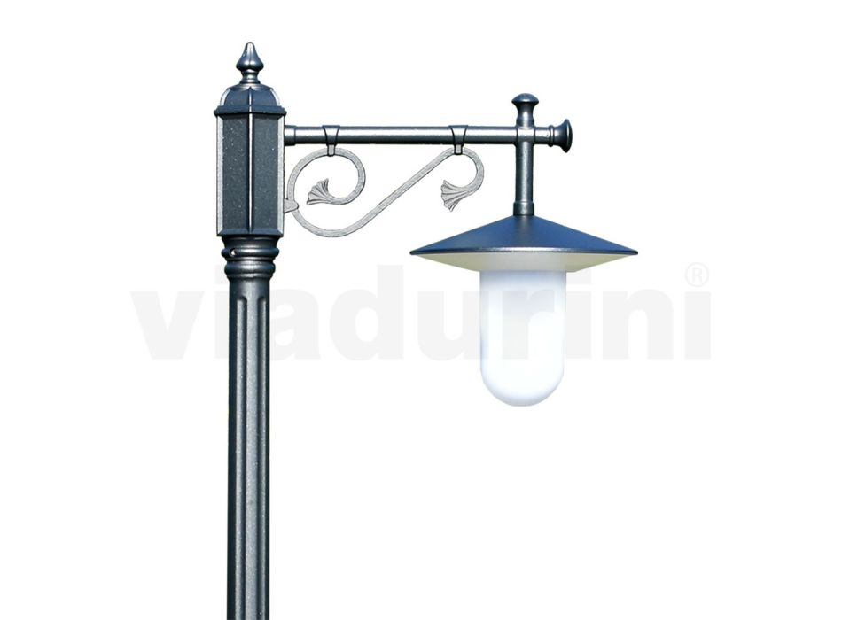 Lampa ogrodowa w stylu vintage z szarego aluminium Made in Italy - Belen Viadurini