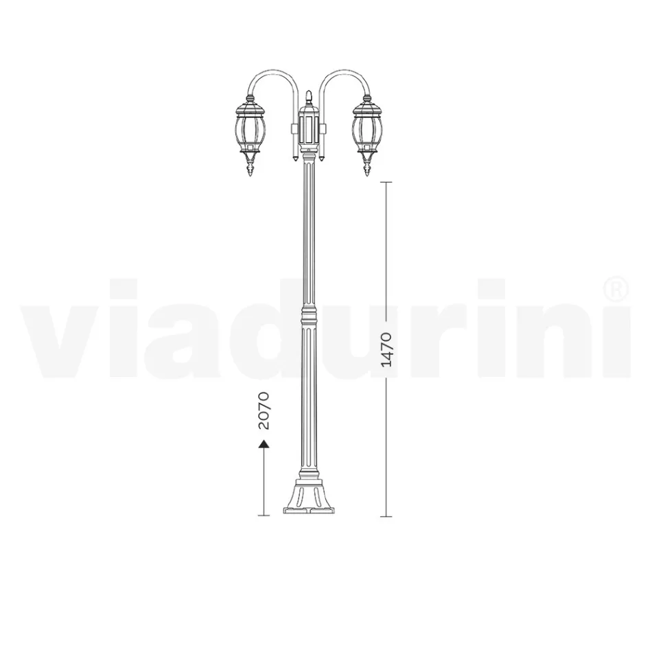 Lamppost w stylu vintage 2 światła z antracytowego aluminium Made in Italy - Empire Viadurini