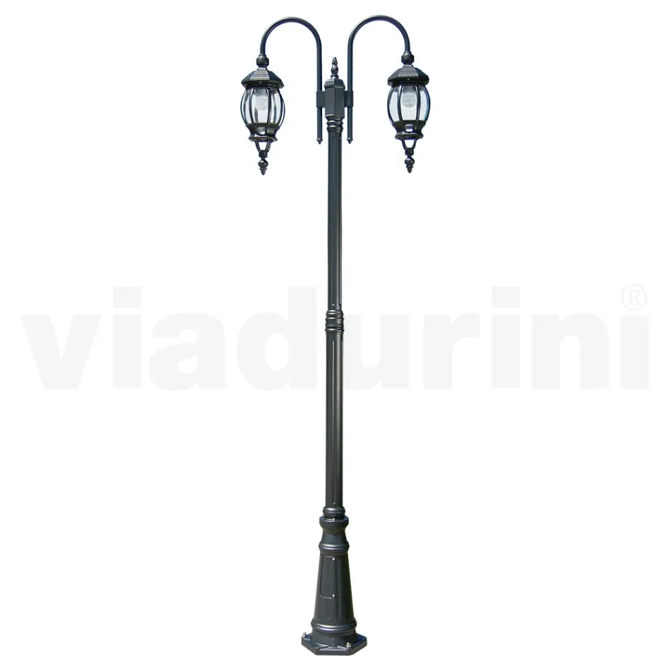 Lamppost w stylu vintage 2 światła z antracytowego aluminium Made in Italy - Empire Viadurini