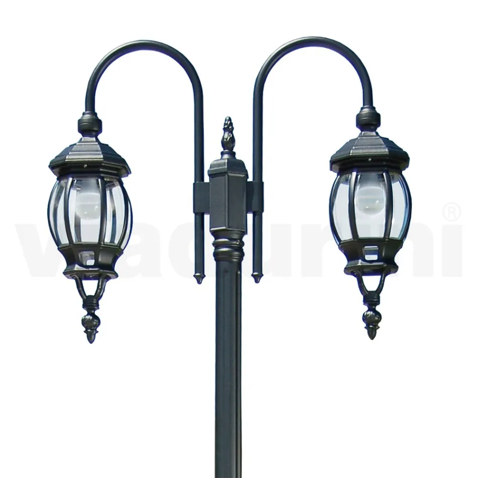 Lamppost w stylu vintage 2 światła z antracytowego aluminium Made in Italy - Empire Viadurini