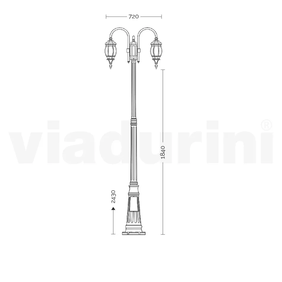 Lamppost w stylu vintage 2 światła z antracytowego aluminium Made in Italy - Empire Viadurini