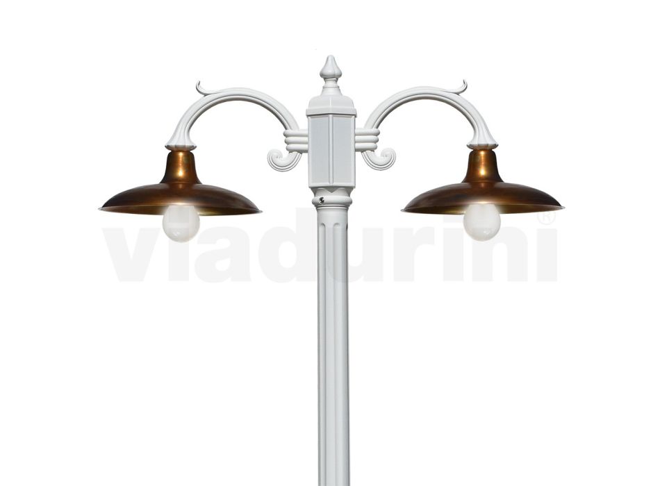 Lampa uliczna w stylu vintage 2 światła z aluminium i mosiądzu Made in Italy - Adela Viadurini