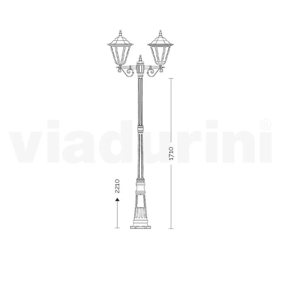 Lampa uliczna w stylu vintage 3 światła z aluminium i szkła Made in Italy - Terella Viadurini
