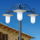 Lampa uliczna w stylu vintage z 3 lampkami z szarego aluminium Made in Italy - Belen Viadurini