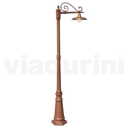 Lampa uliczna w stylu vintage z aluminium Corten i mosiądzu Made in Italy - Adela Viadurini