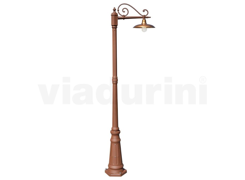 Lampa uliczna w stylu vintage z aluminium Corten i mosiądzu Made in Italy - Adela Viadurini