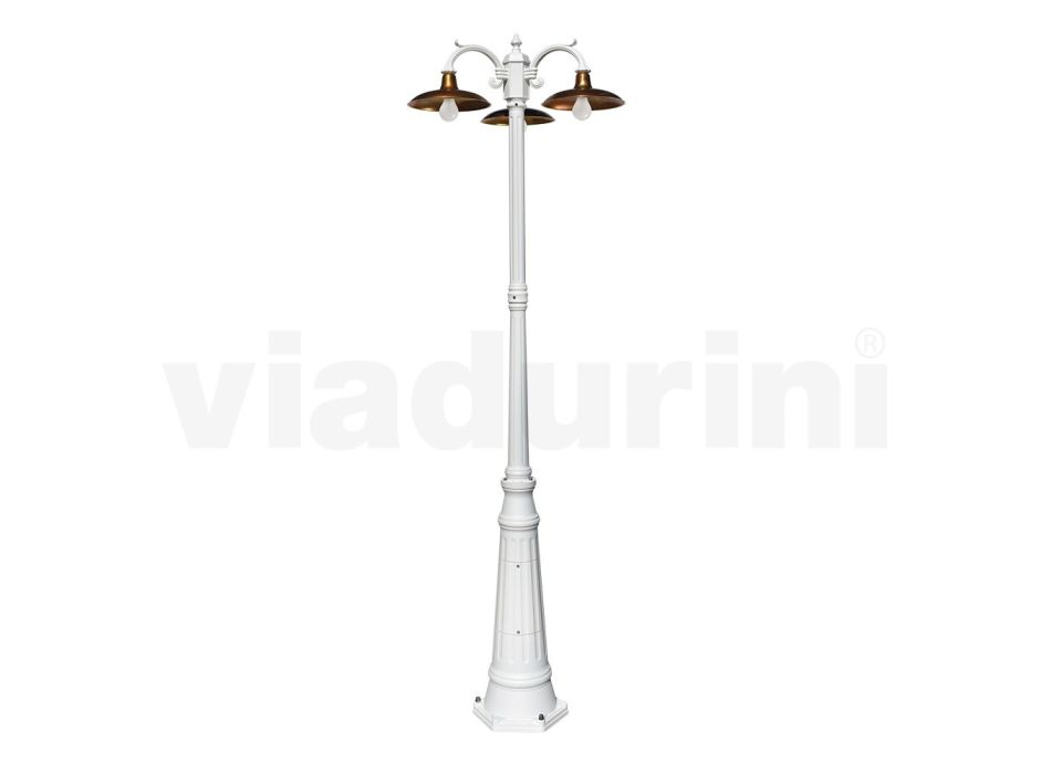 Zabytkowa lampa z 3 lampkami z aluminium i mosiądzu Made in Italy - Adela Viadurini