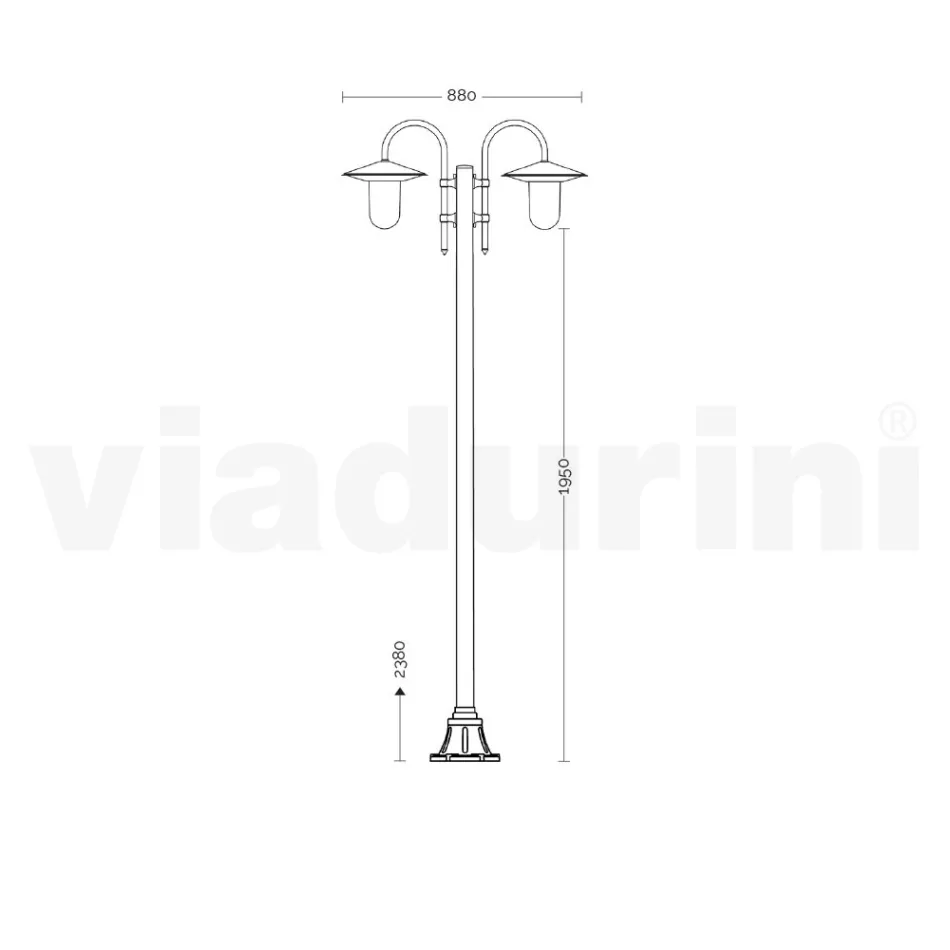 Zabytkowa lampa ogrodowa 2 światła z aluminium Wyprodukowano we Włoszech - Belen Viadurini