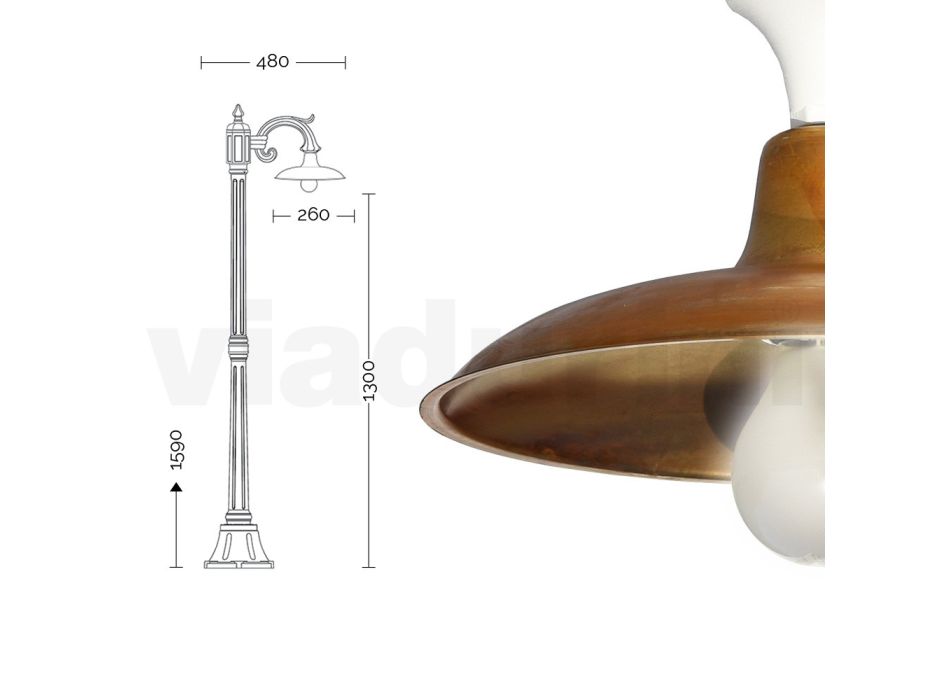 Zabytkowa lampa z aluminium z dyfuzorem z mosiądzu Made in Italy - Adela Viadurini
