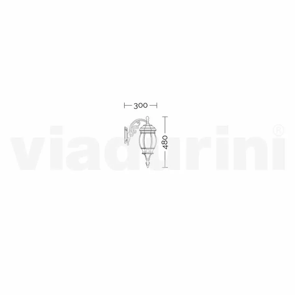 Anika, ścienna latarnia ogrodowa wykonana z aluminium produkowanego we Włoszech Viadurini