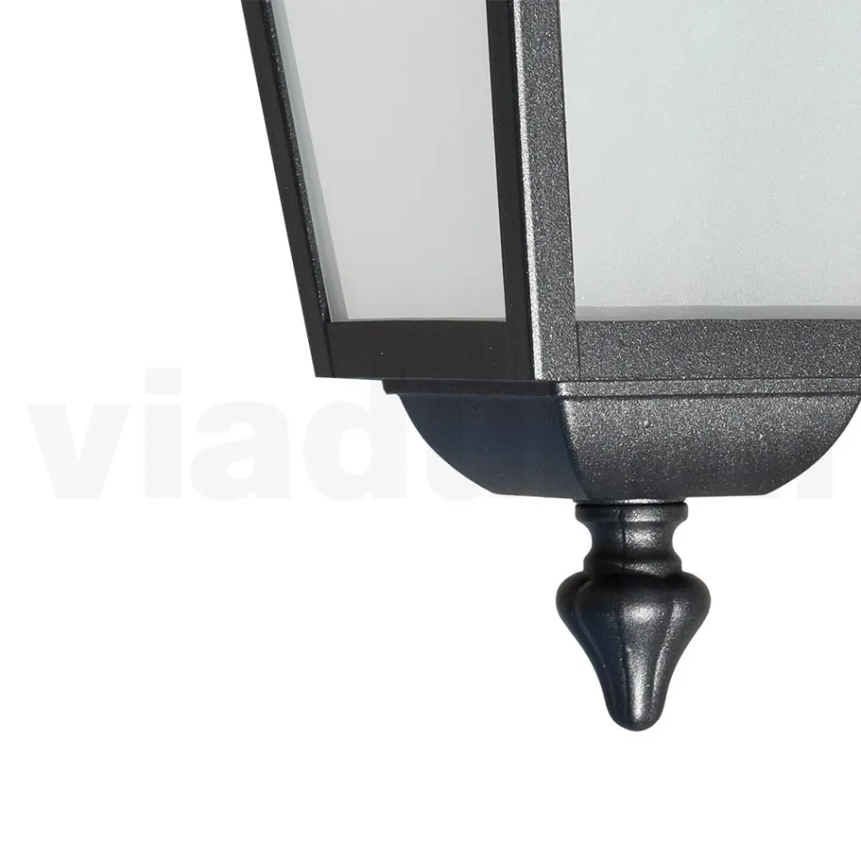 Ogrodowa latarnia sufitowa z antracytowego aluminium i piaskowanego szkła - Elric Viadurini