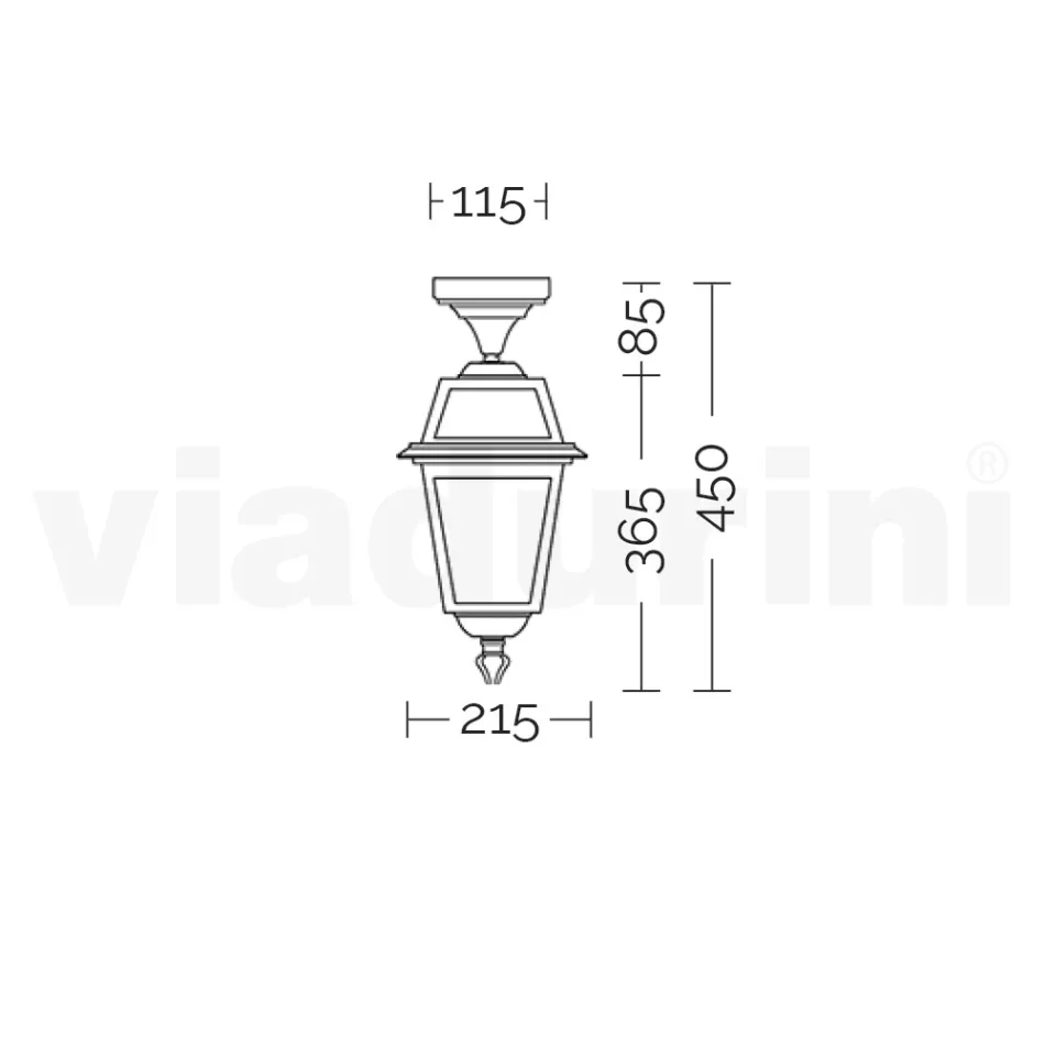 Ogrodowa latarnia sufitowa z antracytowego aluminium i piaskowanego szkła - Elric Viadurini