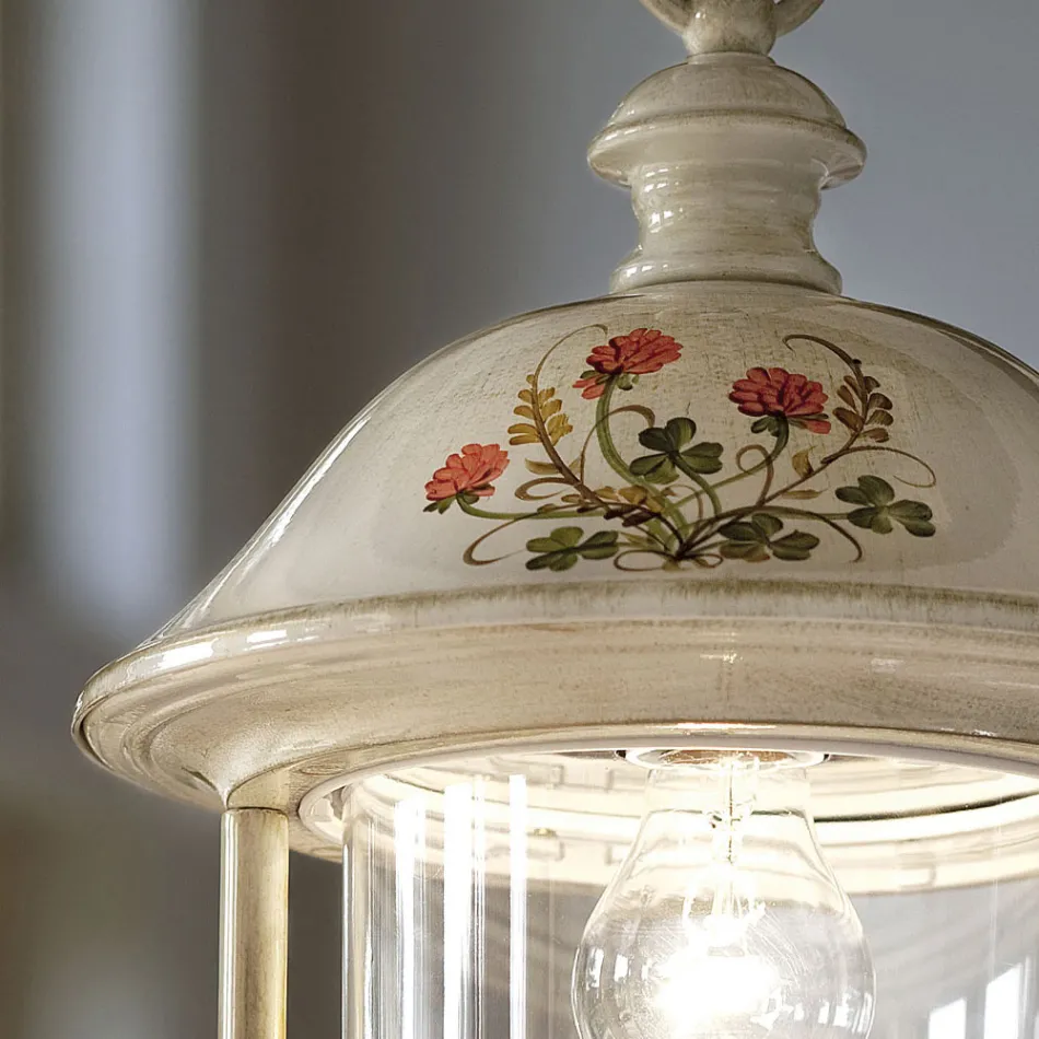 Zewnętrzna latarnia wisząca z ręcznie malowanego aluminium - Bari Viadurini