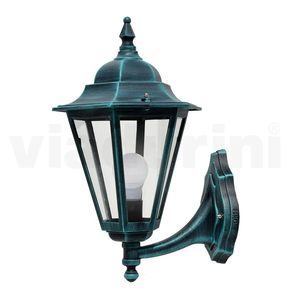 Latarnia ogrodowa z przezroczystego szkła i 5 aluminiowych wykończeń - Pinako Viadurini