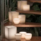 Latarnia zapachowa z wosku z efektem zarysowań i świeczką typu tealight Made in Italy - Famme Viadurini