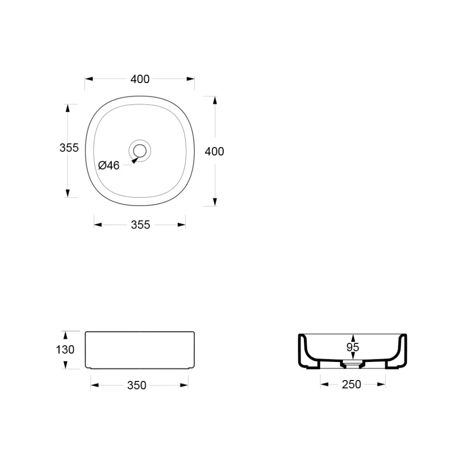 Umywalka ceramiczna nablatowa 40x40 cm w różnych kolorach Made in Italy - Girl Viadurini