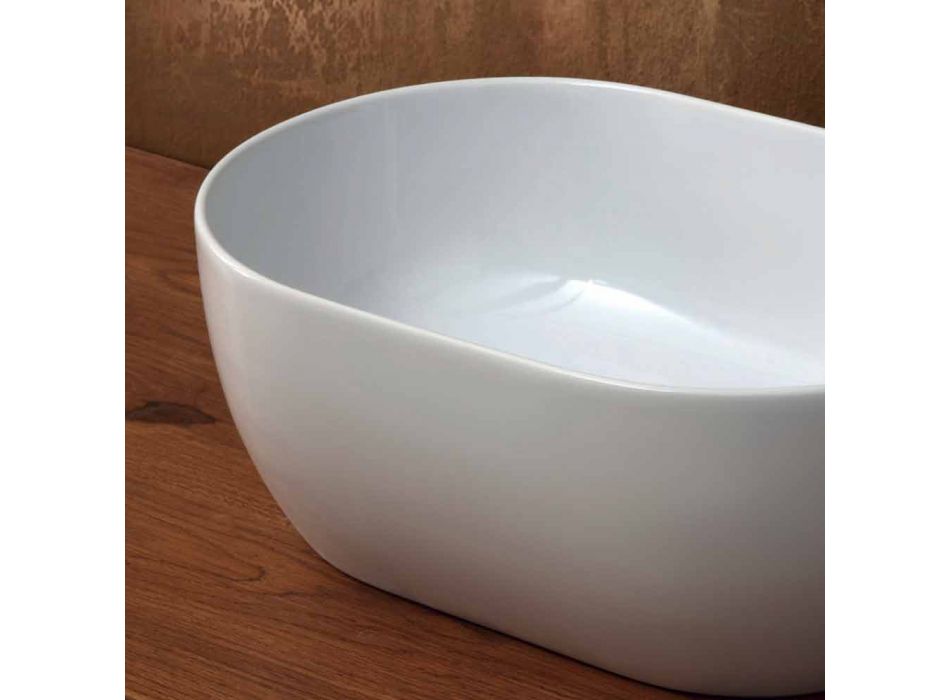 Umywalka ceramiczna Blat 45x32cm wykonana we Włoszech Star, nowoczesny design Viadurini