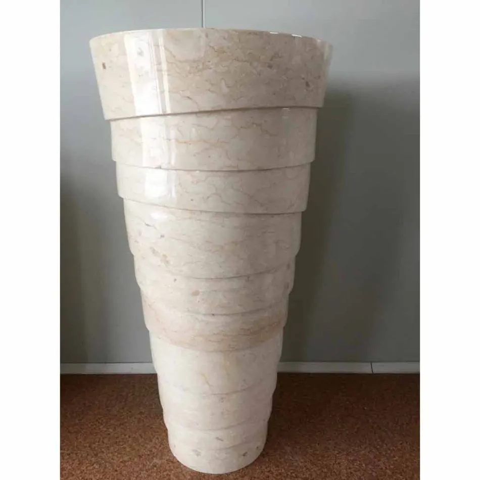 Projekt umywalki łazienkowej w białym kamieniu Brent, unikatowy element Viadurini