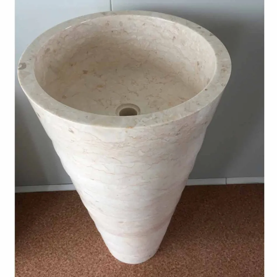 Projekt umywalki łazienkowej w białym kamieniu Brent, unikatowy element Viadurini