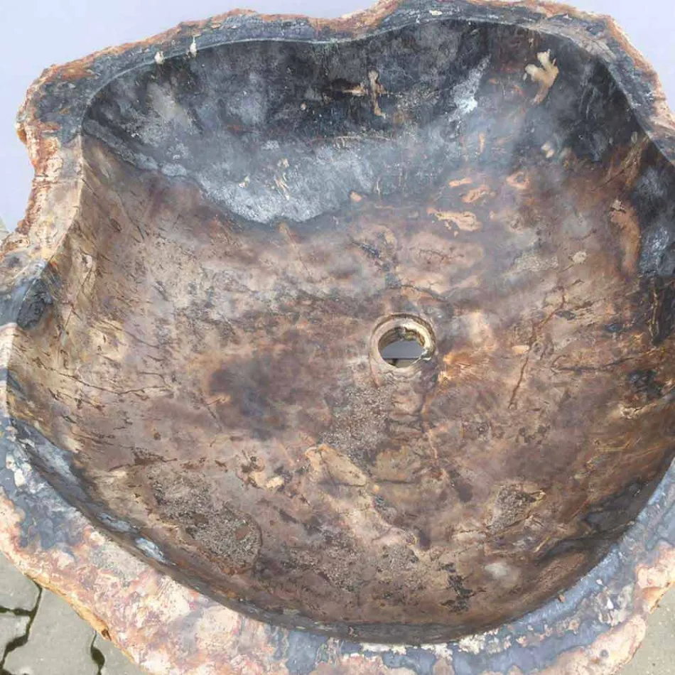 Zlewozmywak cokołowy design w kolorze Ley z naturalnego kamienia, ręcznie robiony Viadurini