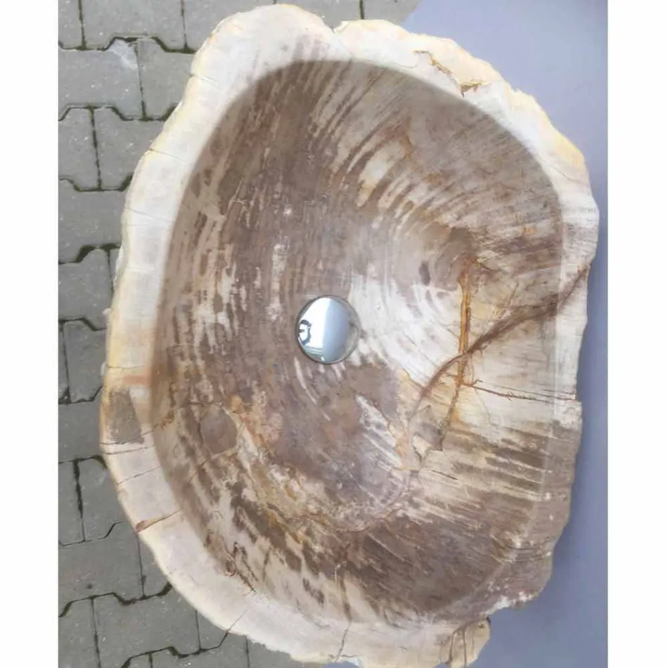 Zlewozmywak cokołowy design w kolorze Ley z naturalnego kamienia, ręcznie robiony Viadurini