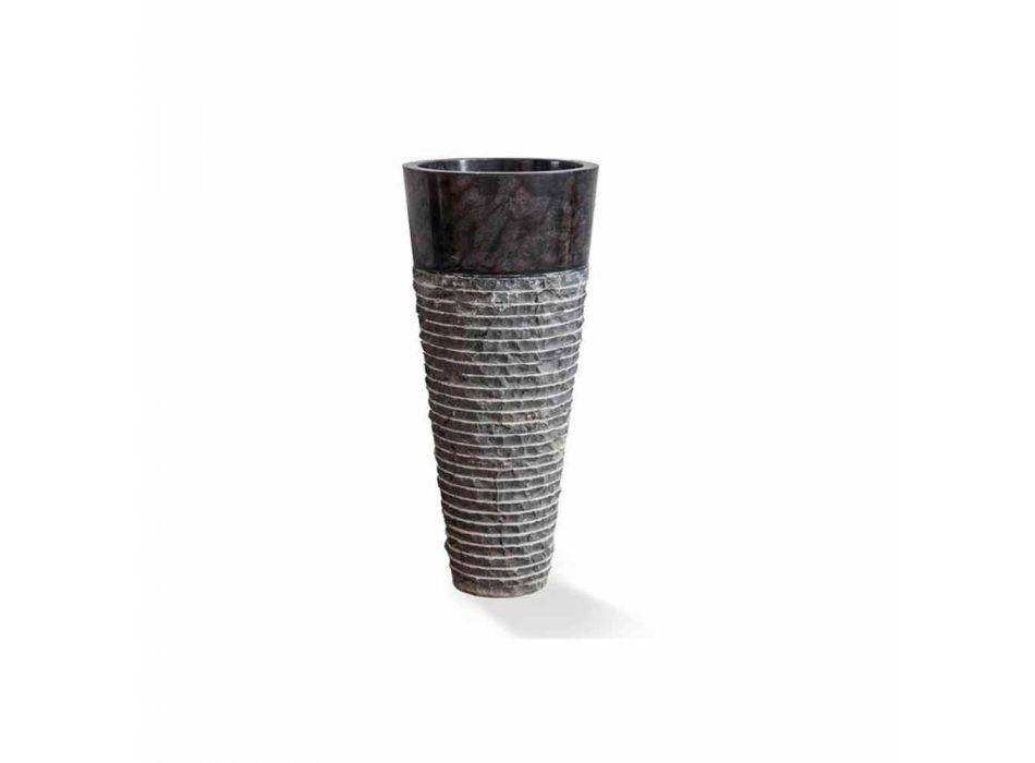Umywalka kolumnowa o nowoczesnym designie z błyszczącego czarnego marmuru - Merlo Viadurini