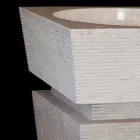 Umywalka nablatowa naturalnie Sire białego kamienia, ręcznie Viadurini