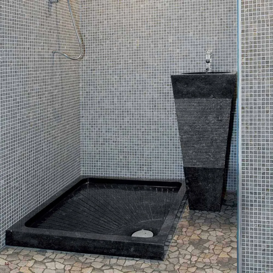 Umywalka Kolumna Piramida kamienia naturalnego Czarny Nias Viadurini