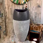 Umywalka Kolumna Kulisty kamienia naturalnego Czarny Gili Viadurini