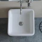 Wolnostojąca kwadratowa umywalka ceramiczna o nowoczesnym designie - Papavero Viadurini