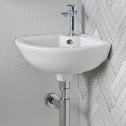 Narożna umywalka z białej ceramiki o nowoczesnym i eleganckim wzornictwie – Silica Viadurini
