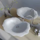 Umywalka nowoczesne nośne konstrukcji w kształcie liścia Faruglium Viadurini