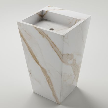 Umywalka łazienkowa kolumnowa z kamionki porcelanowej Made in Italy - Baia Viadurini