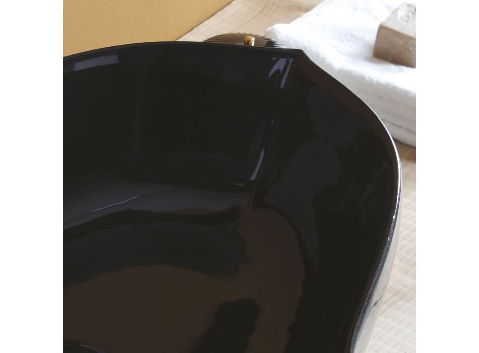 Błyszcząca ceramiczna umywalka łazienkowa nablatowa Made in Italy - Oscar Viadurini