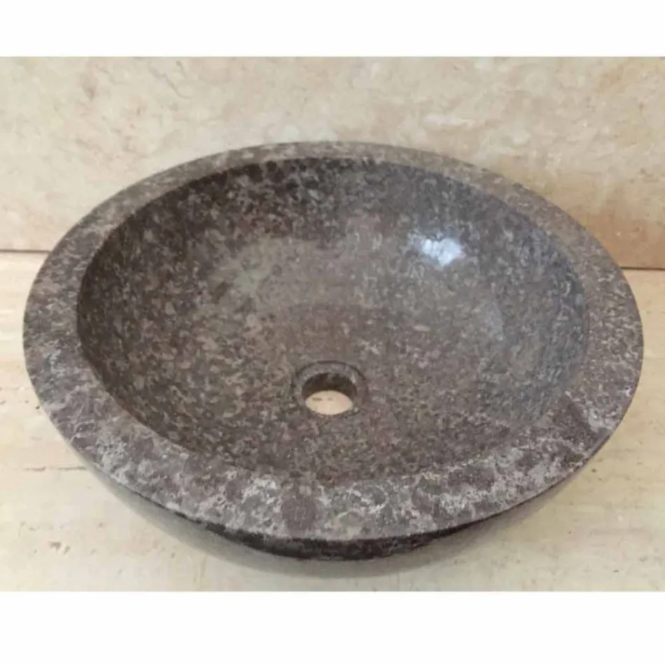 Umywalka nablatowa Levi Grey z naturalnego kamienia, nowoczesny design Viadurini