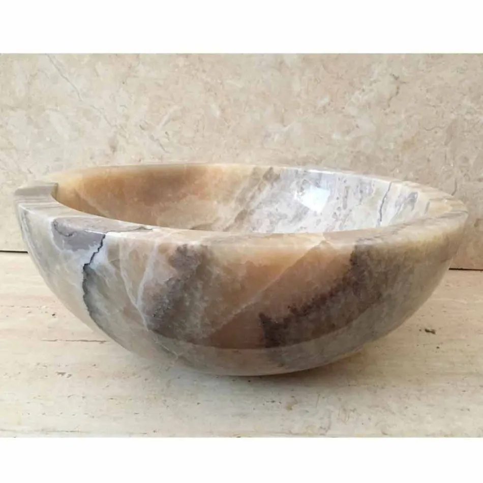Umywalka nablatowa w naturalnym onyksowym kamieniu Ana, ręcznie robiona Viadurini